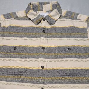 Goodfellow & Co Button Down Shirt Mens Small Grey Cream Yellow Striped Indie